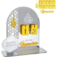Sonstiges Ramadan-kalender met aftelklok, acryl, zilver, zelf te maken, feestelijke decoratie