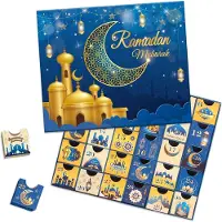 Sonstiges Ramadan Adventskalender: 30 lege vakjes, blauw, Eid Mubarak, cadeaubox voor de aftelling
