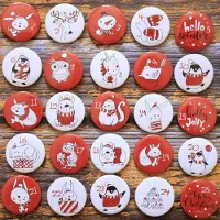 Sonstiges Adventskalendercijfers, knoppen met de cijfers 1-25, voor knutselwerk, diameter 3,2 cm, rood, 25 stuks