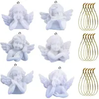 Sonstiges Mini engelbedeltjes, wit, 24 stuks, van hars, geschikt voor bruiloften en kerst, ongeveer 3 cm groot