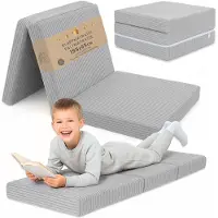 Totsy Baby Vouwmatras Kind Opvouwbaar 65x195 cm Logeermatras Vloermatras Kinderkamer Reismatras Draagbaar Compact Afneembare Hoes Wasbaar Oeko-Tex certificaat 65 x 195 Lichtgrijs