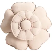 Homla - Kussen - Sierkussen - Woonkamerkussen - Bloemvormig Katoenen Sierkussen - Decoratief Gewatteerd Kussen voor Bank, Bed & Fauteuil - Ø45 cm - Ecru