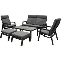 AVH-Collectie Monaco stoel bank loungeset 6 delig verstelbaar aluminium antraciet
