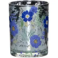 Mars & More Theelichthouder blauw bloemen large 18cm