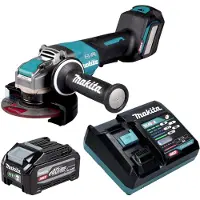 Makita GA 044 GU101 accu-haakse slijper 40 V max. 125 mm X-LOCK Brushless + 1x accu 4,0 Ah + oplader