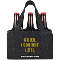 Sonstiges Feltentas voor bierflessen met politie-design, 24x15x15 cm, geschikt voor 6 flessen