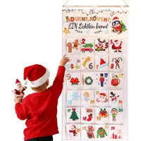 Sonstiges Adventskalender, stof, 24 vakken, model 2026, beige, 50x104 cm, herbruikbaar