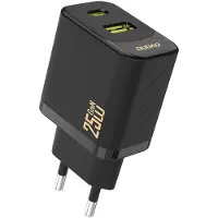 Dudao A26TEU Adapter, 25 Watt, GaN, 1x USB-C, 1x USB-A. Sorteerbaar