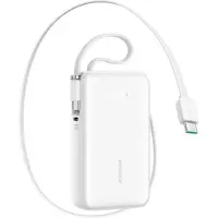 JOYROOM Powerbank Jr-Pr2, 35W, 10000mAh, met ingebouwde USB-C kabel en Lightning kabel - Wit