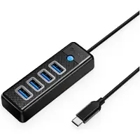 ORICO ultraslim USB-C hub met 4 USB-A poorten - busgevoed - USB3.0 / zwart - 1,8 meter