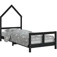 vidaXL Kinderbed, zwart, 80x200 cm, massief grenenhout