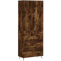 vidaXL Hoge kast 69,5x34x180 cm bewerkt hout gerookt eikenkleurig