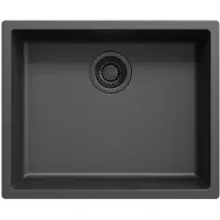 Pure.Sink Zwarte spoelbak 50x40cm onderbouw opbouw en vlakbouw met zwart plug 1208956396