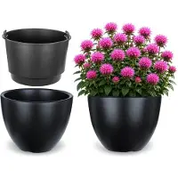 Kadax Bloempot met binnenpot, plastic sierpot vorstbestendig voor bloemen en planten, staand antraciet 29,5x23cm