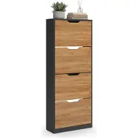 Vicco Schoenklaprek Luca, Antraciet/Goudkleurig Eiken, 59 x 146 cm met 4 kantelbare compartimenten