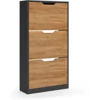 Vicco Schoenklaprek Luca, Antraciet/Goudkleurig Eiken, 59 x 111.5 cm met 3 opklapbare compartimenten