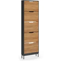 Vicco Schoenklaprek Luca, Antraciet/Goudkleurig Eiken, 59 x 192 cm met 5 kantelbare compartimenten