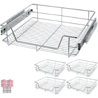 TecTake Set van 4 Telescopische Lades - Schuiflade - Keukenkast Organizer - Keukenrek - Keukenlade - 60 cm Breed - Draagkracht 25kg