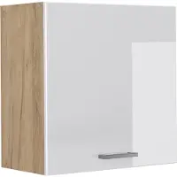Vicco Hangkast R-Line, Wit Hoogglans/Goudkleurig Eiken, 60 cm met 1 deur