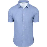 Desoto Heren Overhemden Casual Kent 1/2 - Lichtblauw - Maat S