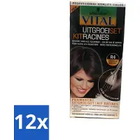 Schwarzkopf 12 x Vital - Haarverf - Uitgroeiset - R4 Donkerbruin - 60 ml - Haarverf - Uitgroei - Donkerbruin Haar - Haarkleur Bijwerken - Haarverf Voor Uitgroei