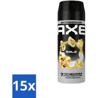 Axe - Deodorant Spray - 72hrs Anti Sweat - Anti White Marks - Gold - 150 ml - Bulkverpakking - 15 stuks