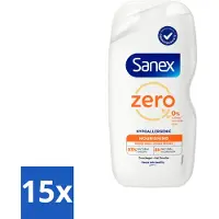 Sanex Zero% - Douchegel - Verzorgend - Natuurlijke Ingrediënten - Droge Huid - 400 ml - Bulkverpakking - 15 stuks