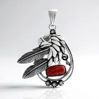 Cavill - Zilveren Hanger - 925 Sterling Zilver Geoxideerd - Oranje Stekeloester Cabochon 2,773 Ct - Vintage Boho Chic Hanger Handgemaakt Uniek Ecuador