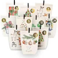Sonstiges Adventskalender met aquarelmotieven en papieren zakjes