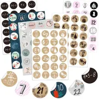 Sonstiges Adventskalender cijferstickers, 6x24 stickers, kerst, knutselmateriaal