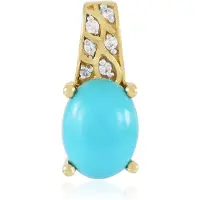 Cavill - Zilveren Hanger - 925 Sterling Zilver Verguld - Sleeping Beauty Turkoois Ovaal Cabochon 1,17 ct - Cambodjaanse Zirkonia - Elegante Sieraden