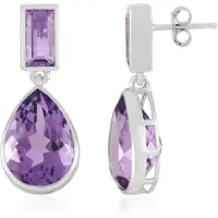 Cavill - Zilveren oorbellen 925 sterling zilver gerhodineerd - Lavendel Amethist 10,06 ct druppel & baguette - Luxe feestelijke oorbellen dames