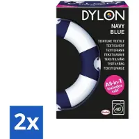 Dylon 2 x - Textielverf - Navy Blue - All-in-One - Inclusief Zout - 350g - Textielverf - Kledingverf - Verf - Kleurtje Kleding - Stofverf
