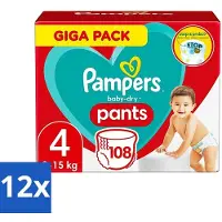 Pampers - Baby-Dry Pants - Luierbroekjes - Maat 4 (9-15 kg) - Comfort Fit - 108 Luiers - Voordeelverpakking - 12 stuks