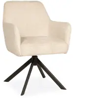 Bommel Wonen Armstoel Jesse - draaibaar - stof Aragon Creme - pocketvering - poot zwart