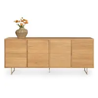 Bommel Wonen Dressoir Aura - 200 cm - met poot - Eiken Nature White - 4 deuren - poot modern beige