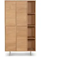 Bommel Wonen Wandkast Aura - 100 cm - met poot - Eiken Nature White - 4 open vakken, 4 deuren - poot modern beige