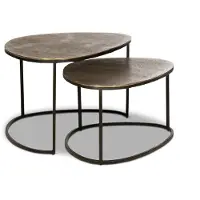 Bommel Wonen Salontafel set van 2 Izara - organisch - metaal Vintage Zilver