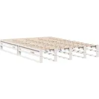 vidaXL Bedframe zonder matras massief grenenhout wit 135x190 cm