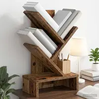 vidaXL Boomvormige boekenplank met 3 planken 30 x 18 x 48 cm Oud hout