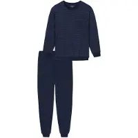 Schiesser Pyjama lang 'Comfort Essentials' donkerblauw