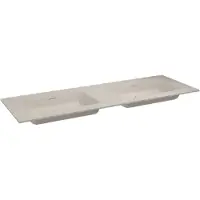 Storke Mata dubbele wastafel beige granita solid surface 150 x 52 cm, crepine inbegrepen
