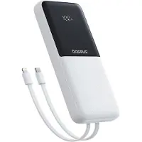Baseus Lipow 10000mAh 22,5W Powerbank met ingebouwde USB-C iPhone Lightning-kabels - Wit