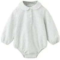 Mango geruite romper - wit Jongens Katoen Peter Pan-kraag Ruit - maat 86