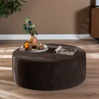Livin24 Poef Blair rond chenille bruin ø100 cm