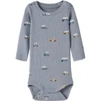 Name it BABY romper met print - zachtblauw Jongens Stretchkatoen Ronde hals - maat 50