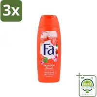 Fa 3 x - Paradise Moments - Douchecrème - Hibiscusbloem - 250 ml - Grootverpakking - Douchecrème - Hibiscus - Vegan - Natuurlijke Ingrediënten - Duurzame Verpakking