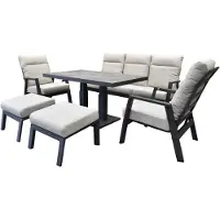AVH-Collectie Barolo Pacific stoel bank dining loungeset 6 delig verstelbaar antraciet