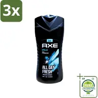 Axe 3 x - 3-in-1 Douchegel - Apollo - Sage & Cedarwoord - All Day Fresh - 400 ml - Grootverpakking - Douchegel - Deodorant - Salie - Cederhout - Fris