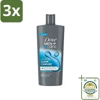 Dove 3 x Men+Care - Clean Comfort - 3-in-1 Douchegel - Hydraterend- 700 ml - Grootverpakking - Douchegel Voor Mannen - Lichaamsgel - Gezichtsgel - Haarverzorging - Hydraatende Douchegel